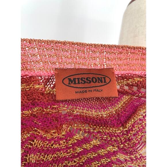 MISSONI Metallic Crochet Chevron Stripe Bell-Sleeve Sweater/Top Size M (est) - Picture 7 of 9